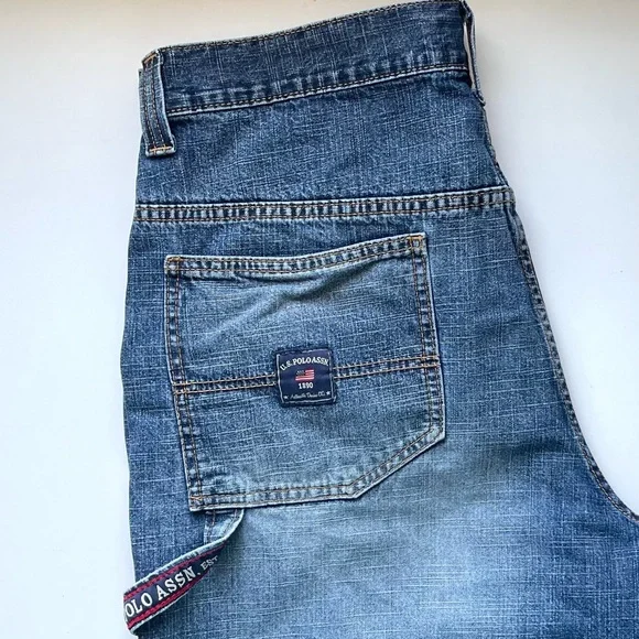 Vintage U.S. Polo Assn. Carpenter Shorts - Medium Stone Wash - Size 34 - Picture 5 of 11